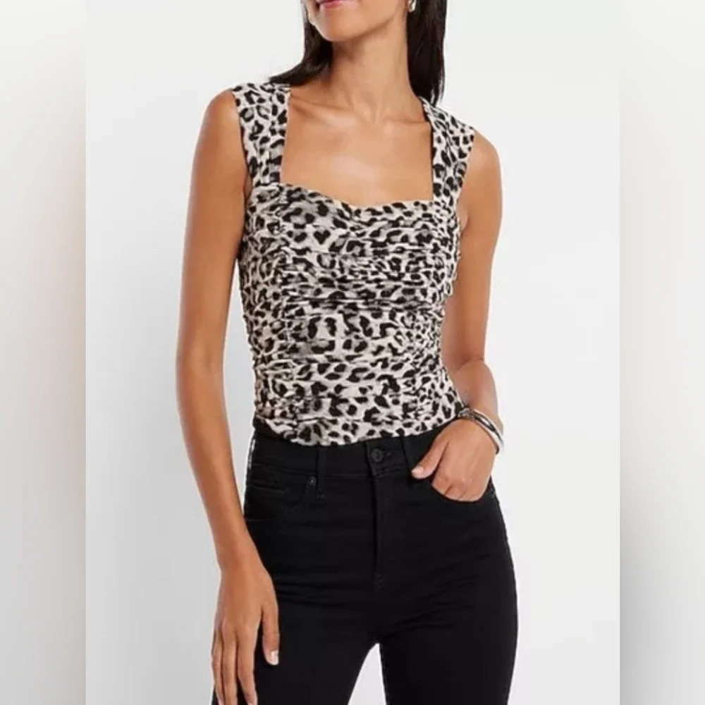 Express Leopard Print Ruched Corset - Picture 7 of 7